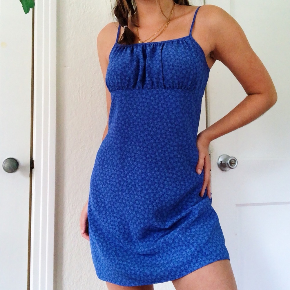 Vintage Blue Floral Express Mini Romper/Dress